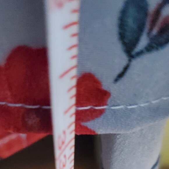 Dust Blue Floral Ruffle Pocket Surplice Dress - 2X - Picture 7 of 7